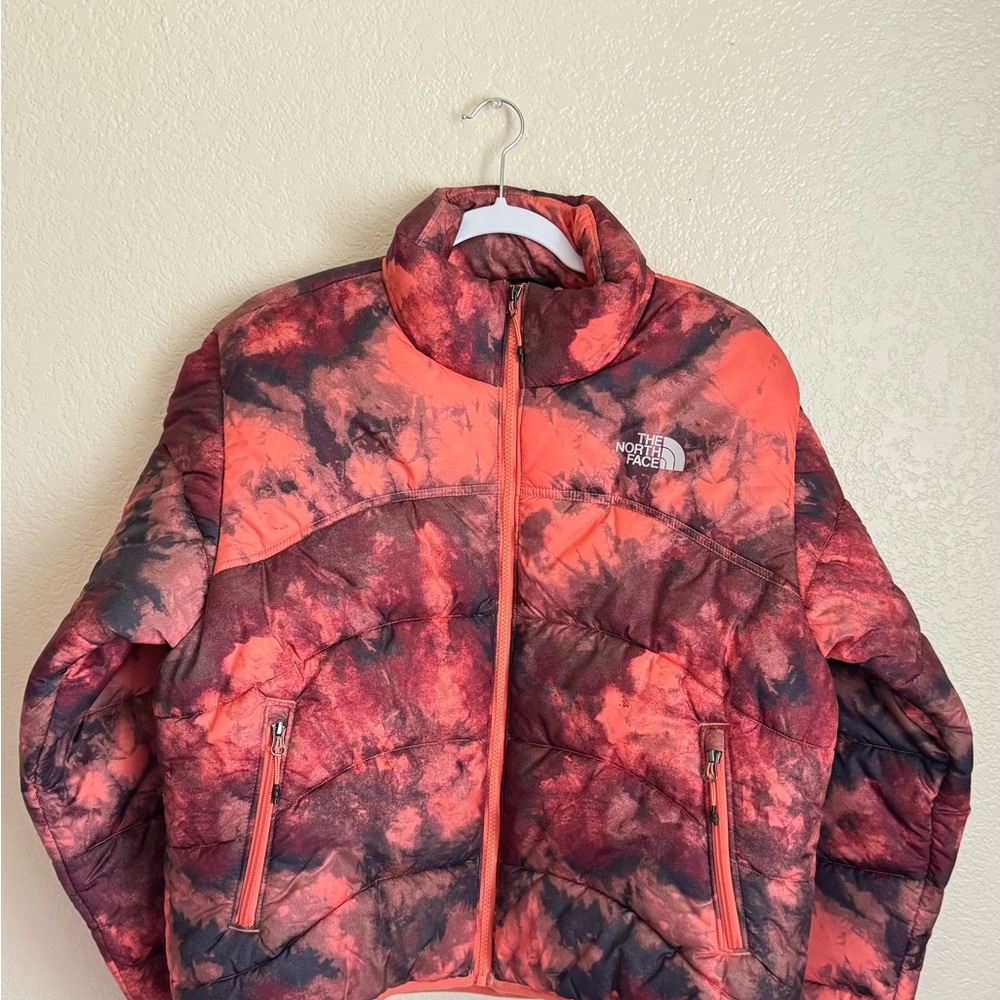 The North Face Women's Orange and Black Puffer Jacket